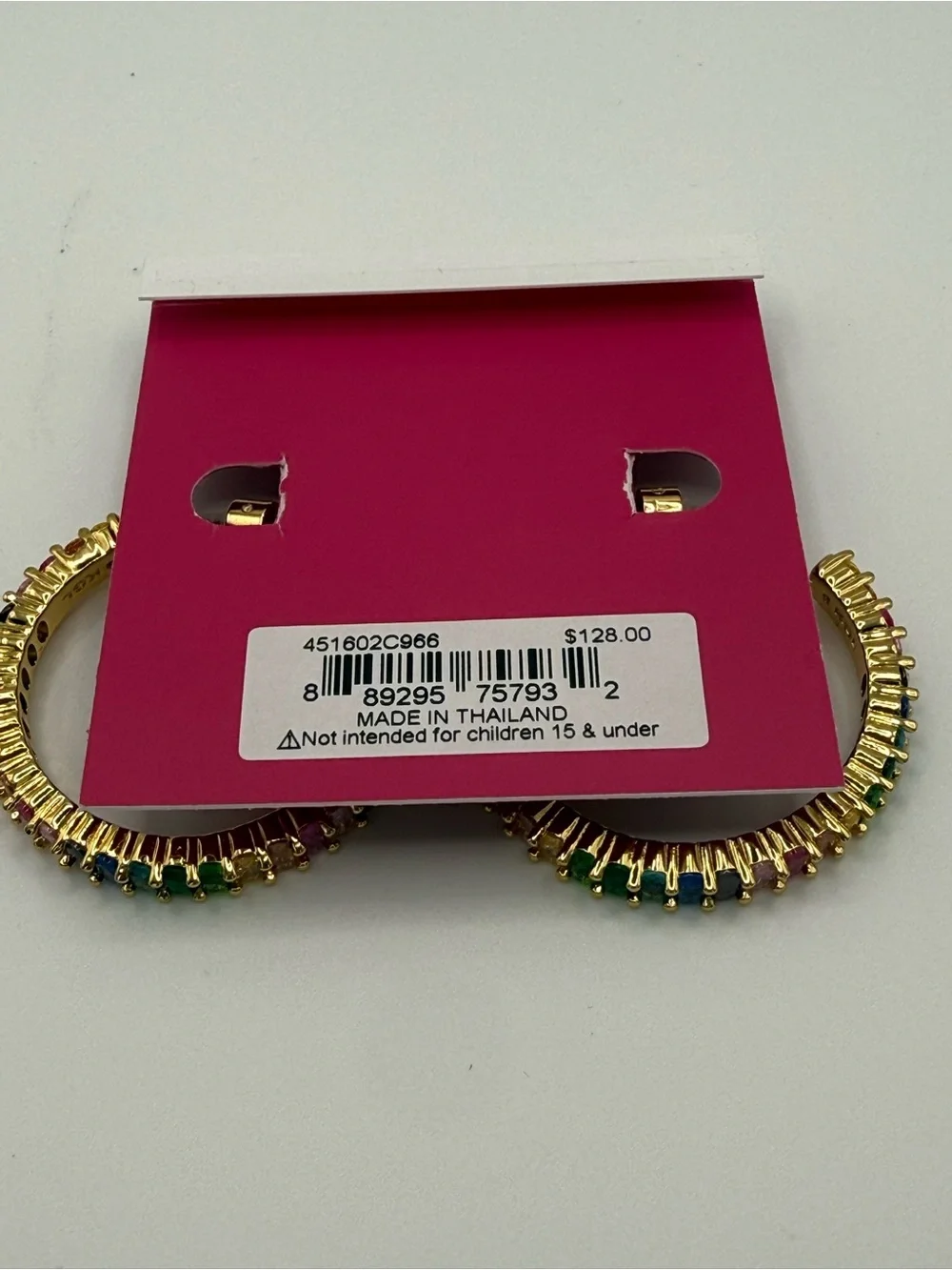 Kurt Geiger Gold Hoop Earrings with Multicolor Stones